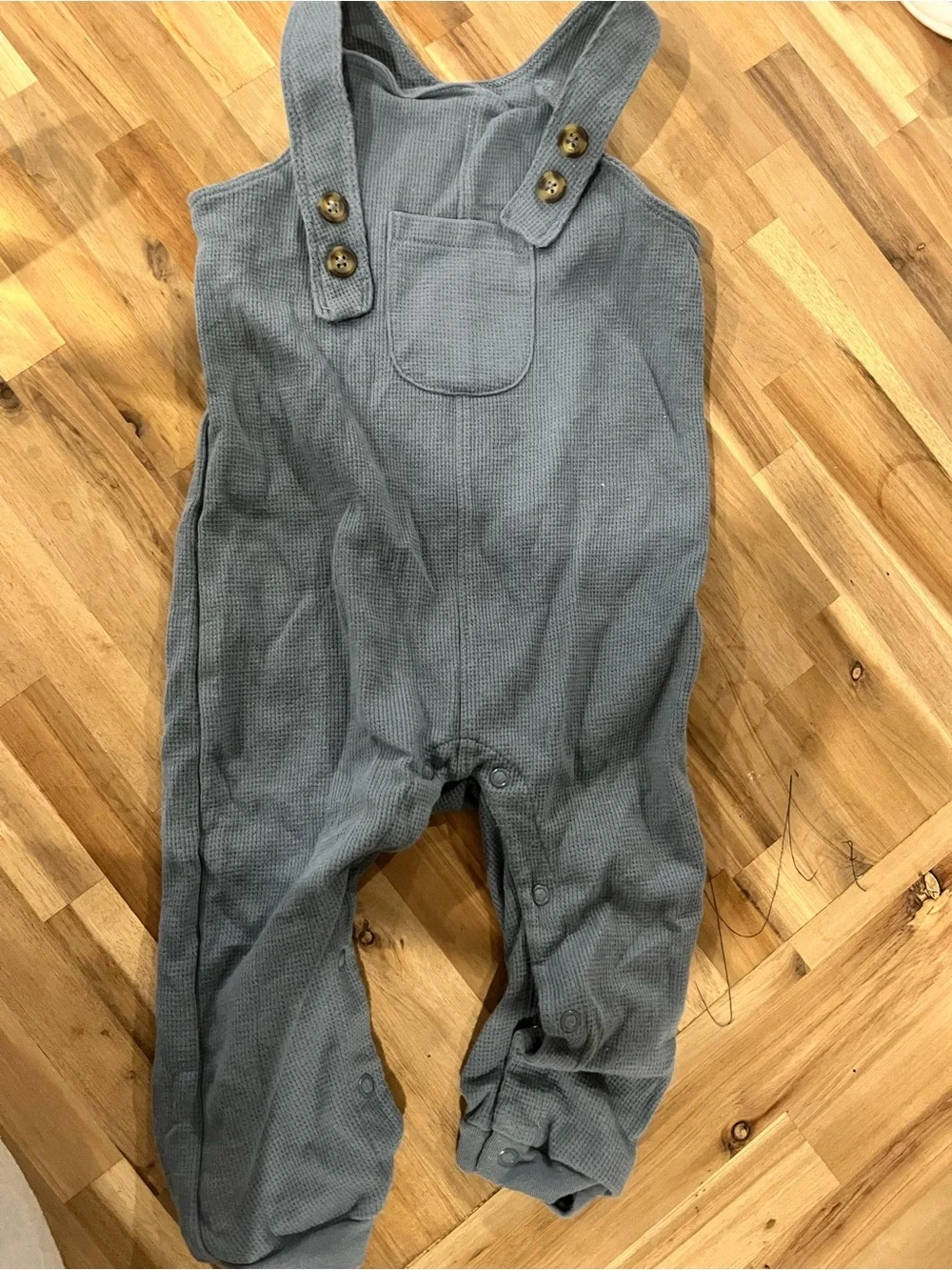 Carter's Dusty Blue Waffle Knit Tank Top with Button Straps